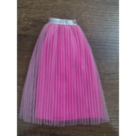 Other - Fashion Doll Hot Pink Ballet Tulle Ballerina Skirt Shiny Silver Waistband Z30